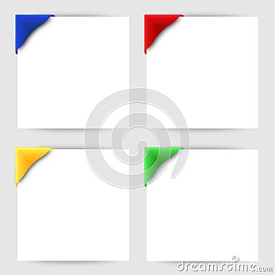 Color clip corner on white paper Vector Illustration