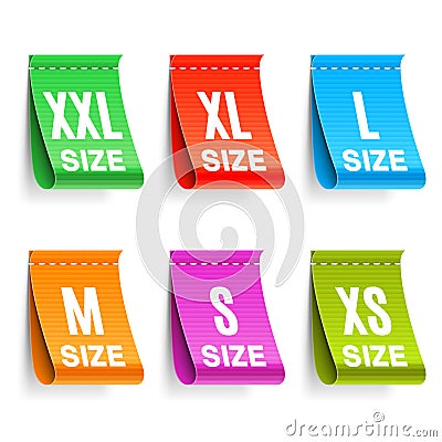 Color Clothing Size Labels Vector Illustration