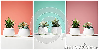 Color collage. Couples of House Plant. abstract still life Stock Photo