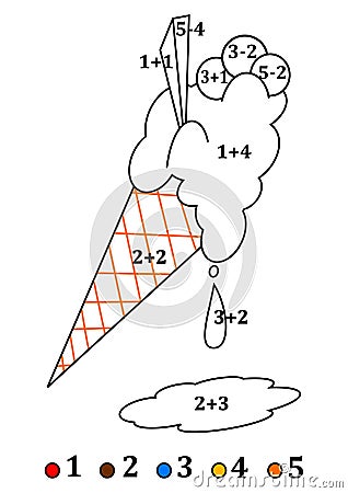 Color coloring counting for little kids - color ice cream Vector Illustration