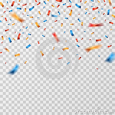 Color confetti. Falling confetti ribbons isolated. Party celebration, carnival surprise and fiesta vector background Vector Illustration