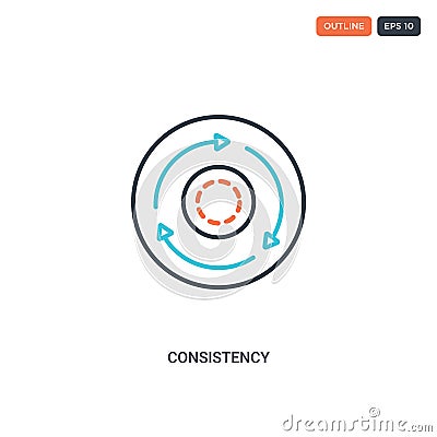2 color consistency concept line vector icon. isolated two colored consistency outline icon with blue and red colors can be use Vector Illustration
