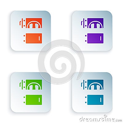 Color Crematorium icon isolated on white background. Set colorful icons in square buttons. Vector Vector Illustration