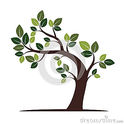 Color Crooked Tree. Vector Illustration. Stock Photo