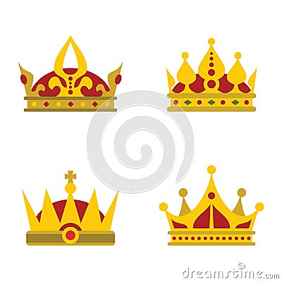 Color crown icons on white background Vector Illustration