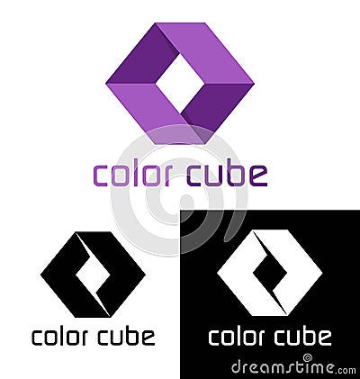 Color cube logo template Vector Illustration