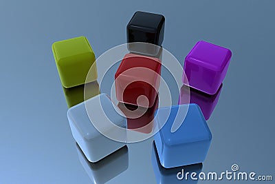 Color cubes in 3D Stock Photo