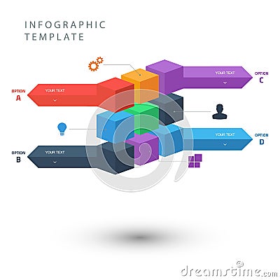 Color cubes info graphic template for presentation Stock Photo