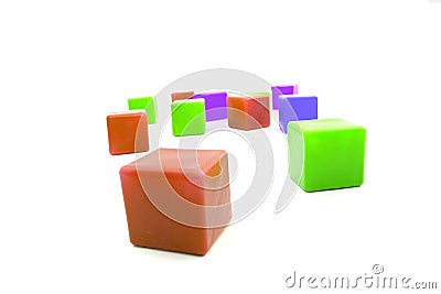 color cubes isolated Stock Photo