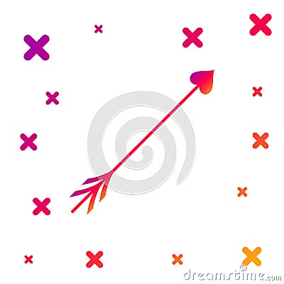 Color Cupid arrow heart, Valentines Day cards icon isolated on white background. Gradient random dynamic shapes. Vector Vector Illustration