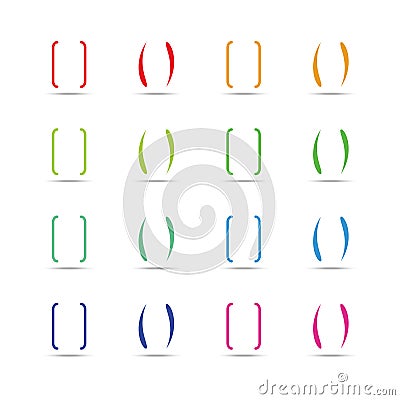 Color curly brackets, braces vector set Vector Illustration