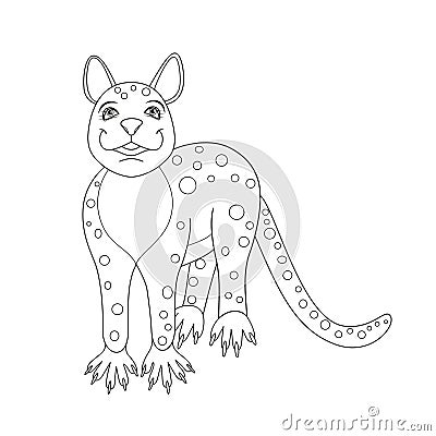 Color cute tiger quoll. Coloring page for kids. Vector Illustration