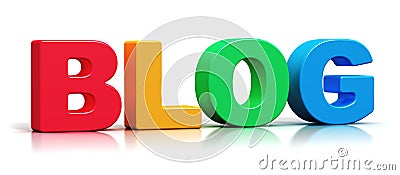 Color 3D Blog word text Cartoon Illustration