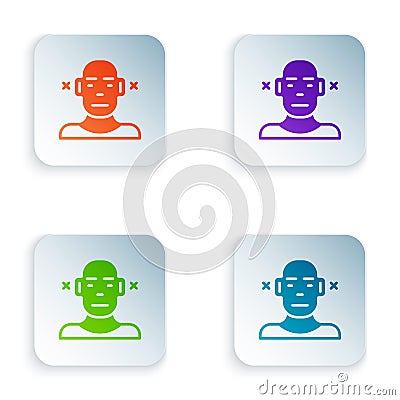 Color Deafness icon isolated on white background. Deaf symbol. Hearing impairment. Set colorful icons in square buttons Vector Illustration