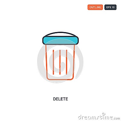 2 color Delete concept line vector icon. isolated two colored Delete outline icon with blue and red colors can be use for web, Vector Illustration