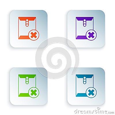 Color Delete envelope icon isolated on white background. Delete or error letter. Cross on message. Rejected mail. Set Vector Illustration