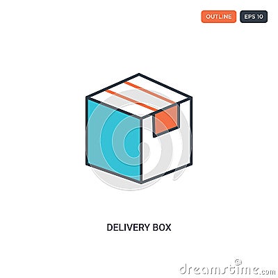 2 color Delivery box concept line vector icon. isolated two colored Delivery box outline icon with blue and red colors can be use Vector Illustration