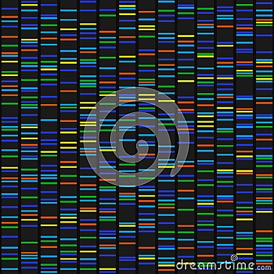 Color Dna Sequence Results on Black Seamless Background. Vector Vector Illustration