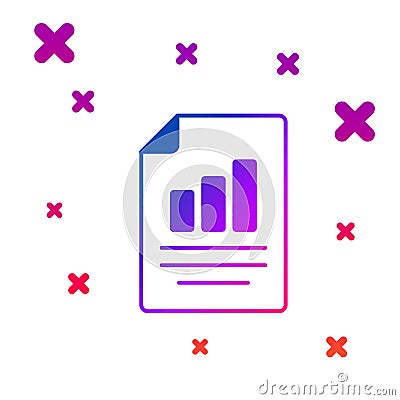 Color Document with graph chart icon isolated on white background. Report text file icon. Accounting sign. Audit Vector Illustration