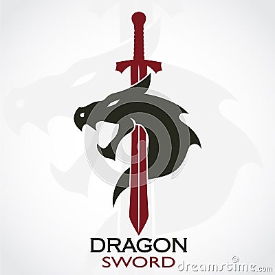 Color dragon sword logo Vector Illustration