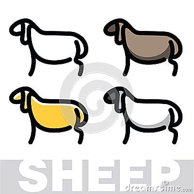 Color drawing of sheep or ram Vector Illustration