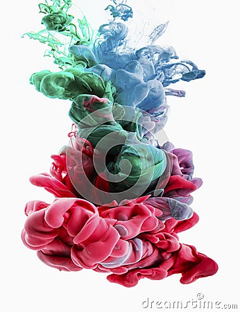 Color drop. hot pink, smaragd, green, light blue. Stock Photo