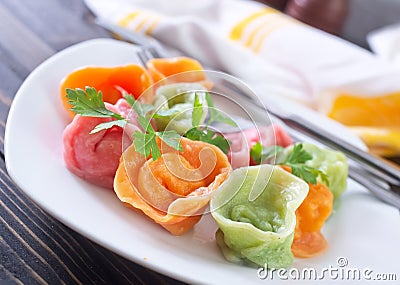 Color dumplings Stock Photo