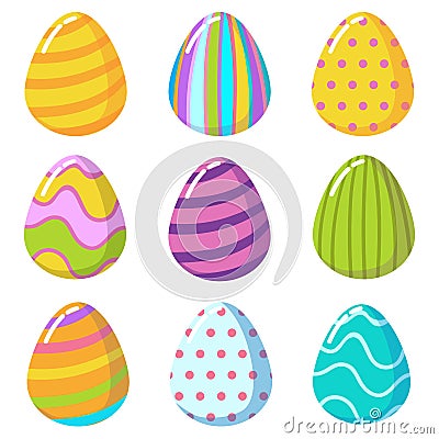 Vector kawaii egg emoji easter stickers Vector Illustration