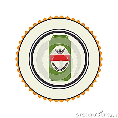 Color emblem with canned drink Vector Illustration