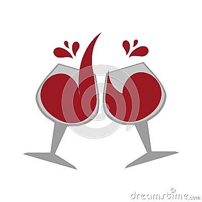 Color emblem with wine glasses Vector Illustration