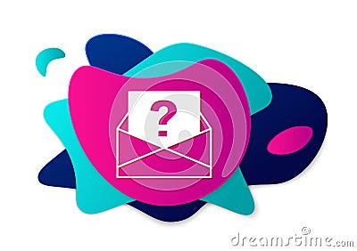 Color Envelope with question mark icon isolated on white background. Letter with question mark symbol. Send in request Vector Illustration