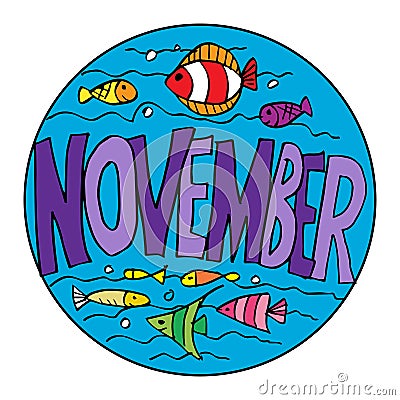 Color example. November Coloring Pages for Kids Cartoon Illustration