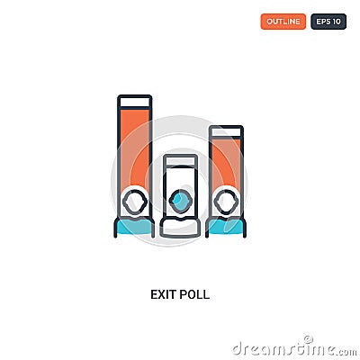 2 color Exit poll concept line vector icon. isolated two colored Exit poll outline icon with blue and red colors can be use for Vector Illustration