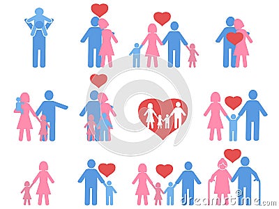 Color family icons set Vector Illustration