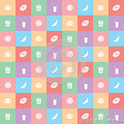 Color Fastfood Background With Menu, Vector Illustration Stock Photo