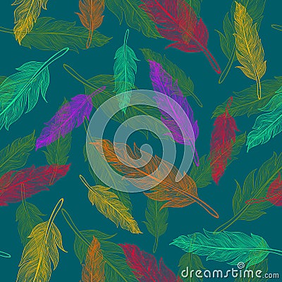 Color feathers pattern Vector Illustration
