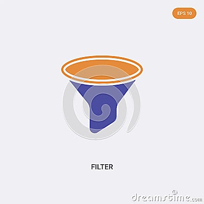 2 color Filter concept vector icon. isolated two color Filter vector sign symbol designed with blue and orange colors can be use Vector Illustration