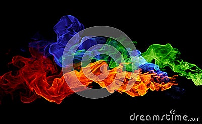 Color fire - red, blue & green flames Stock Photo