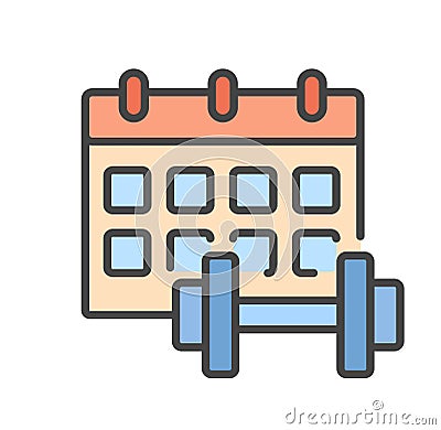 Color fitness calendar icon Cartoon Illustration