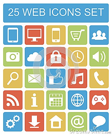 Color flat web icons set Vector Illustration