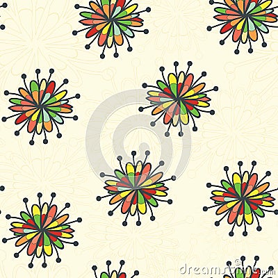Color flower and neutral beige background Vector Illustration