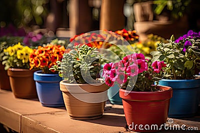 Color Flower Pots, New Ceramic Pottery, Various Clay Handicraft, Garden Vase, Decorative Flower Pots Stock Photo