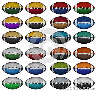 Color Footballs Stock Photo