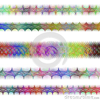 Color fractal page text divider line set Vector Illustration