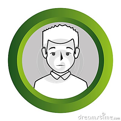 Color frame with monochrome contour of half body man with t-shirt Vector Illustration
