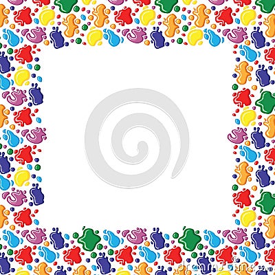 Color frame of paints drops and blots Vector Illustration