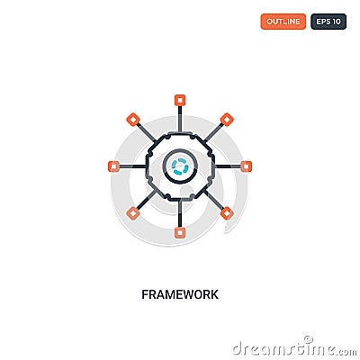 2 color framework concept line vector icon. isolated two colored framework outline icon with blue and red colors can be use for Vector Illustration