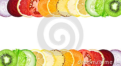 Color fruit and vegetable slices Stock Photo