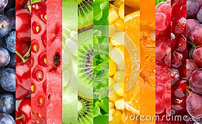 Color fruits, berries and vegetables Stock Photo