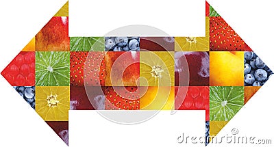 Color fruits and vegetables. Fresh food. Concept. Collage Stock Photo